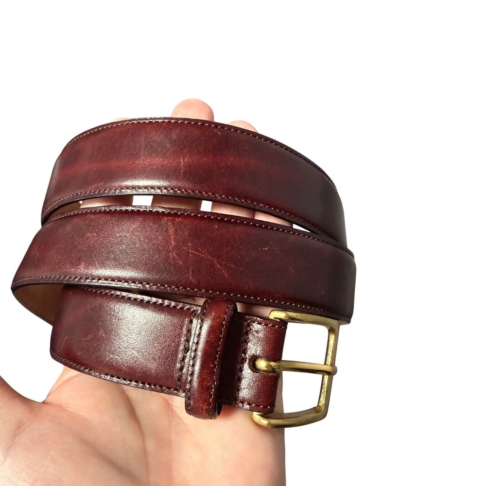 Trafalgar Mens Dress Belt Size 40 Mahogany Brown Cortina Leather Hand Polished
